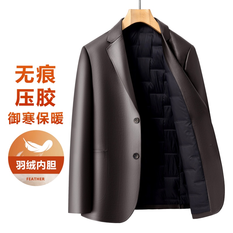 Winter Clothing Manufacturers - Men Suit Collar Down Leather Jacket