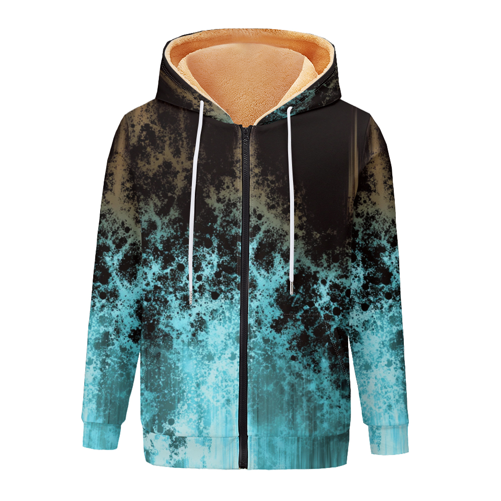 Fleece Hoodie Lined - Fluid Art Gradient Women Jacket Coats