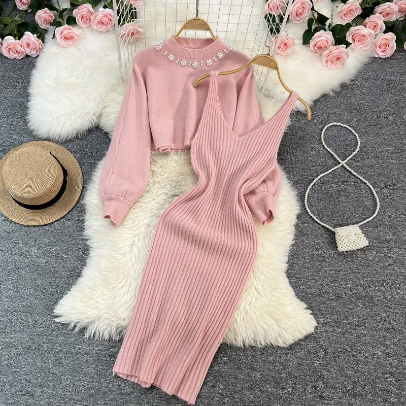 Winter Clothing Matching - Knit 2 Piece Set Women Long