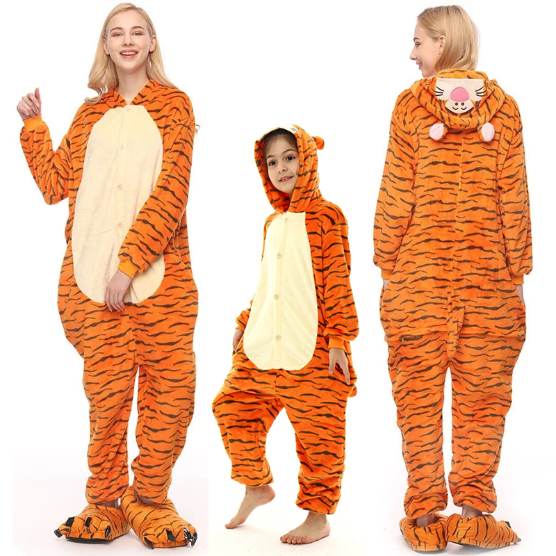 Fleece Hoodie Lined - Fleece Tiger Adult Onesie Pajamas Christmas