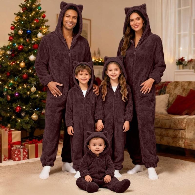 Fleece Hoodie Lined - Fleece Plush Warm Pajamas for Family
