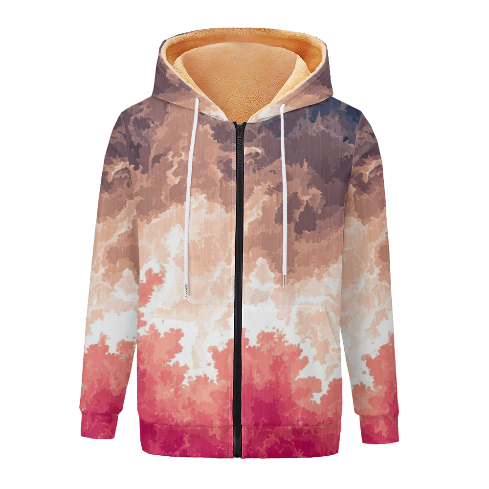 Fluid Art Gradient Women Jacke - Fleece Hoodie Lined ulasan dan harga