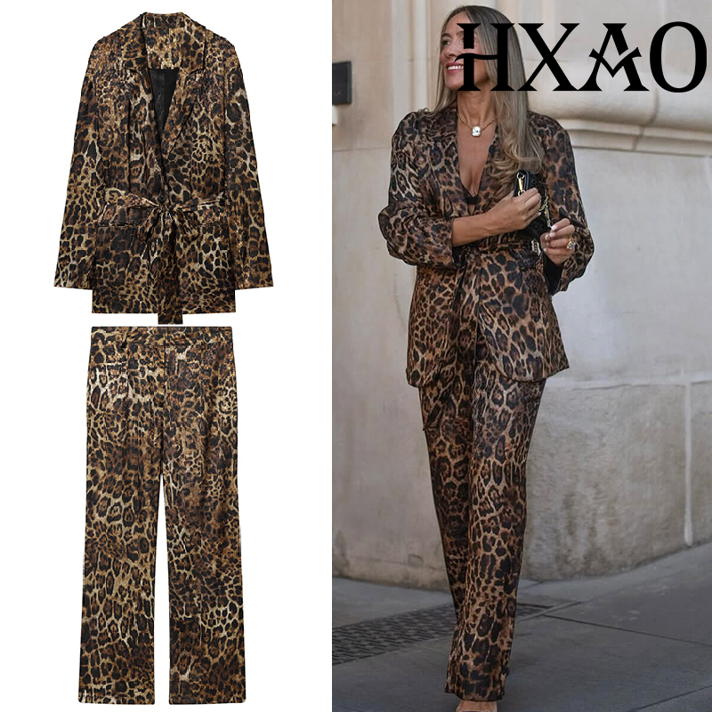 HXAO Leopard Pants Sets 2 Piec - Winter Clothing Vintage ulasan dan harga