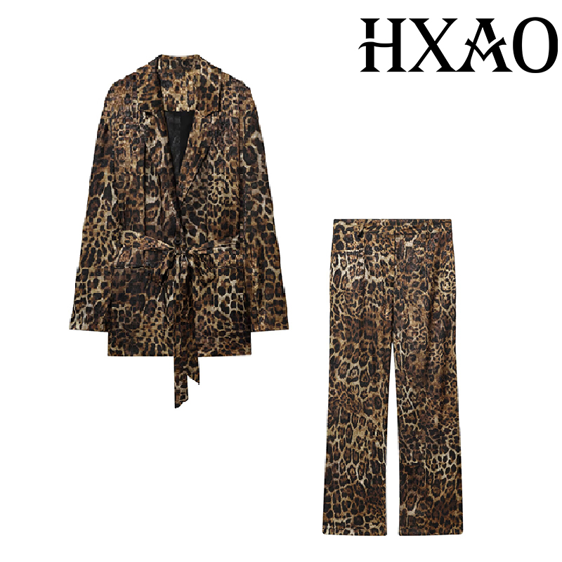 HXAO Leopard Pants Sets 2 Piec - Winter Clothing Vintage ulasan dan harga
