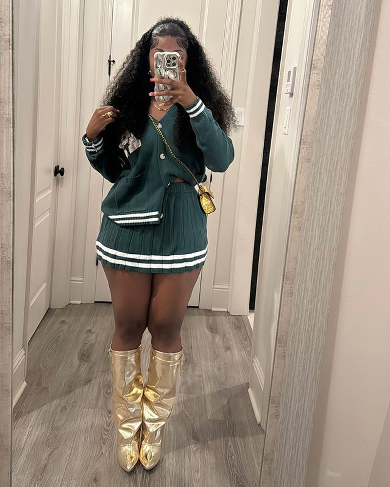 Knit Pleated Sweater Skirts 2  - Winter Clothing Matching ulasan dan harga