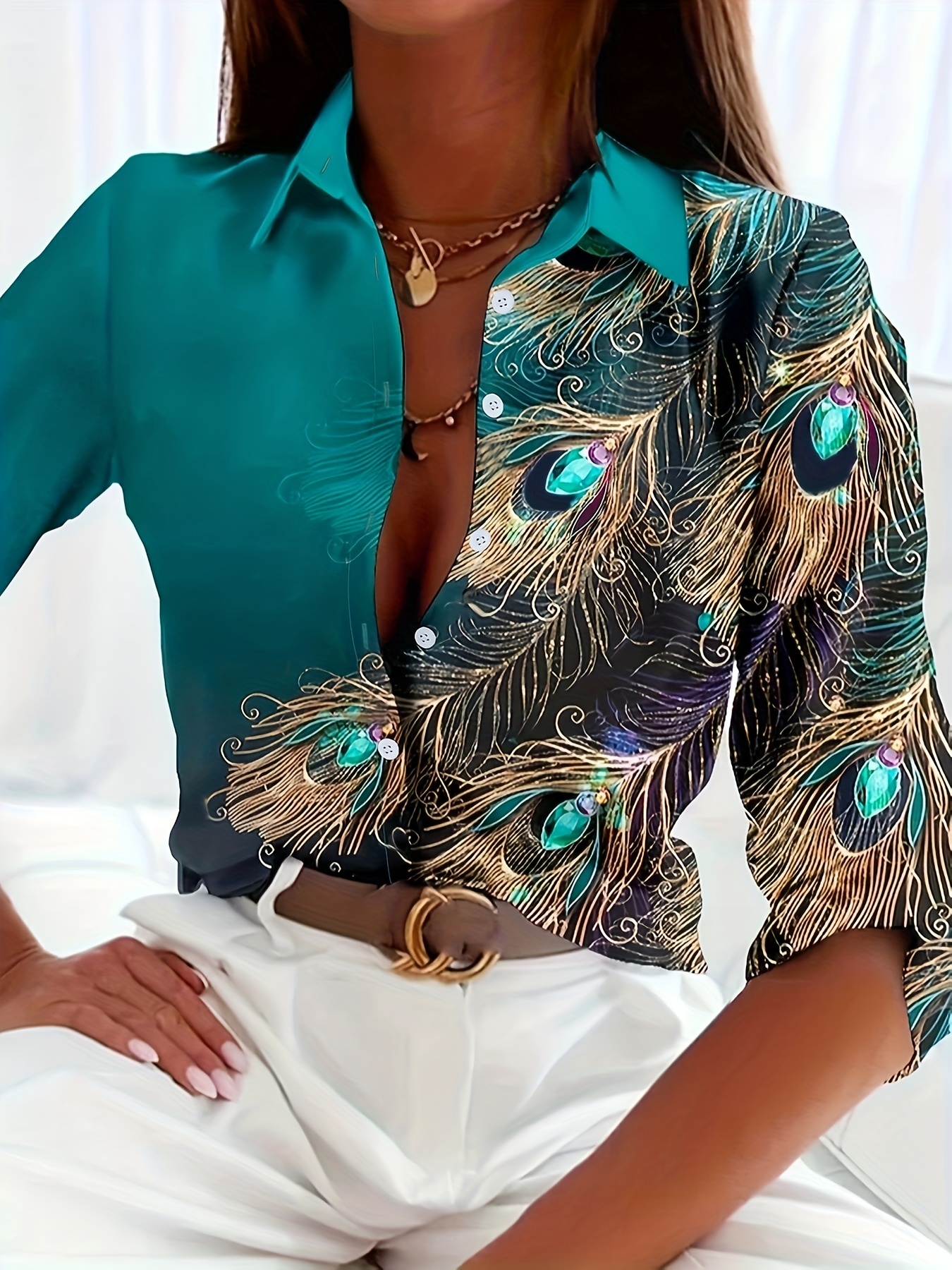 Peacock Print Casual Loose Wom - Winter Clothing Vintage ulasan dan harga