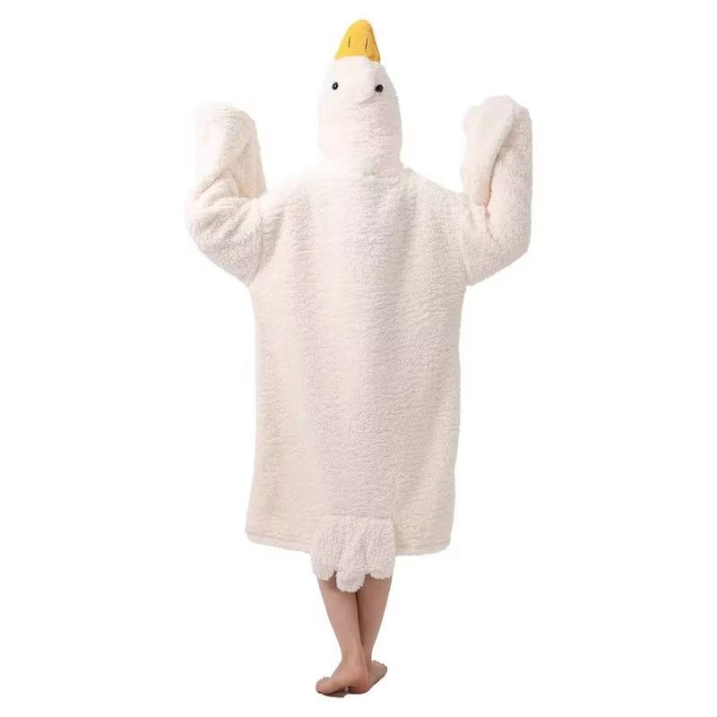 Cartoon Big Goose Robe Coral F - Fleece Hoodie Lined ulasan dan harga
