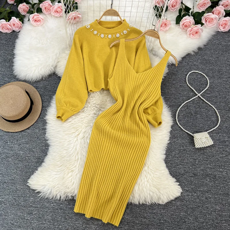 Knit 2 Piece Set Women Long Sl - Winter Clothing Matching ulasan dan harga