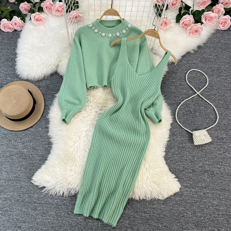 Knit 2 Piece Set Women Long Sl - Winter Clothing Matching ulasan dan harga