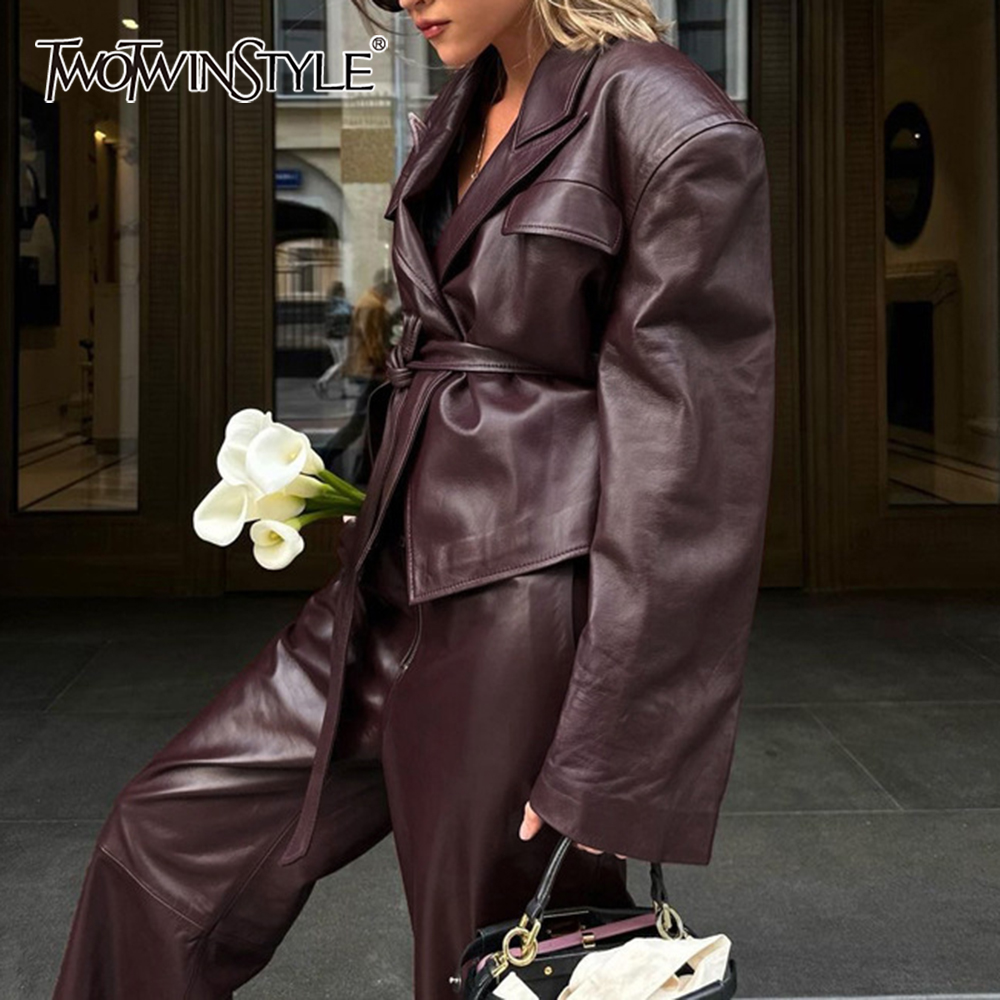 TWOTWINSTYLE Vintage PU Leathe - Winter Clothing Vintage ulasan dan harga
