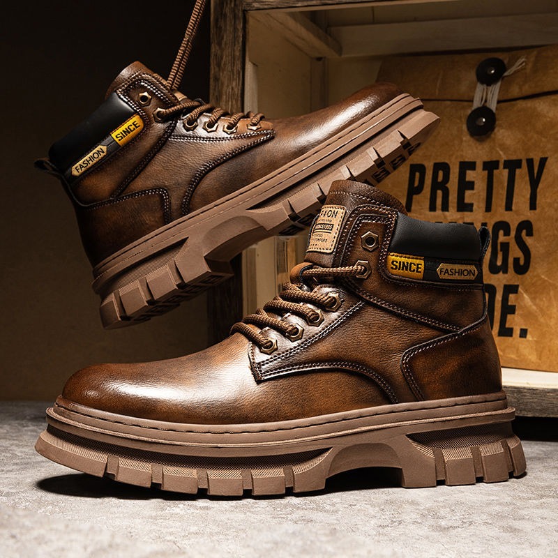 Vintage Men Platform Ankle Boo - Winter Clothing Material ulasan dan harga