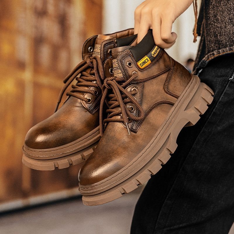 Vintage Men Platform Ankle Boo - Winter Clothing Material ulasan dan harga