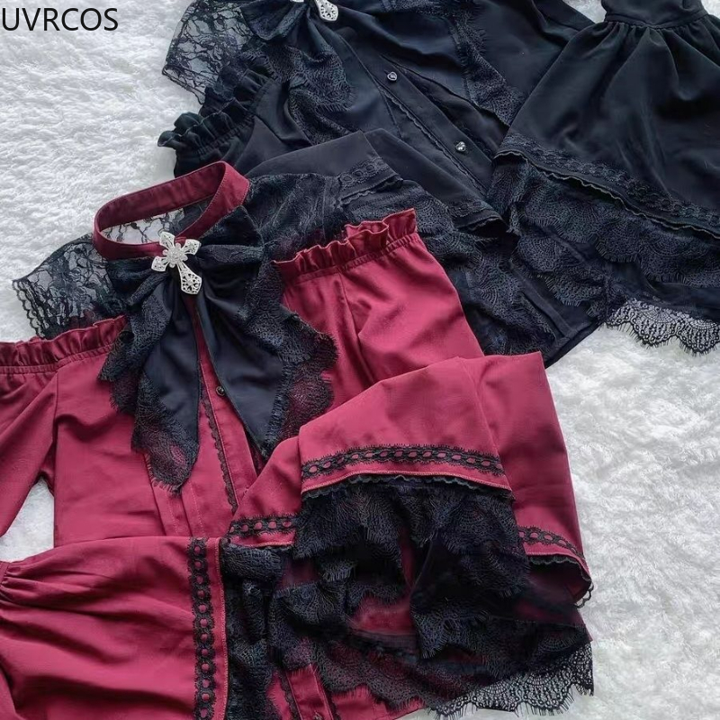 Gothic Y2k Lolita Style Shirts - Winter Clothing Vintage ulasan dan harga