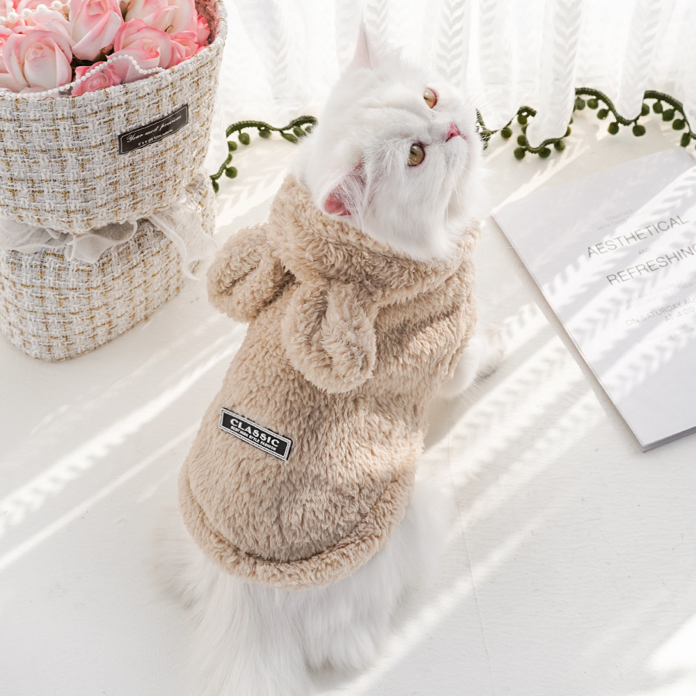 Pet Dog Soft Fleece Clothes Cu - Fleece Hoodie Lined ulasan dan harga