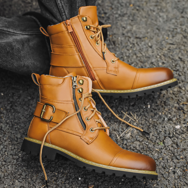 Quality Men Leather Boots Meta - Winter Clothing Material ulasan dan harga