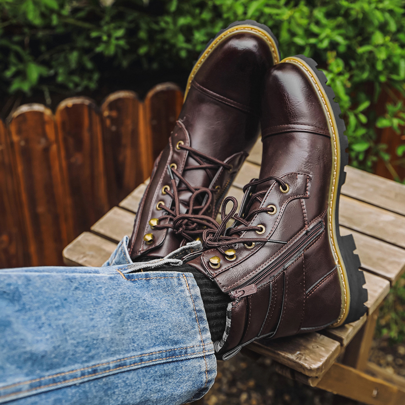 Quality Men Leather Boots Meta - Winter Clothing Material ulasan dan harga