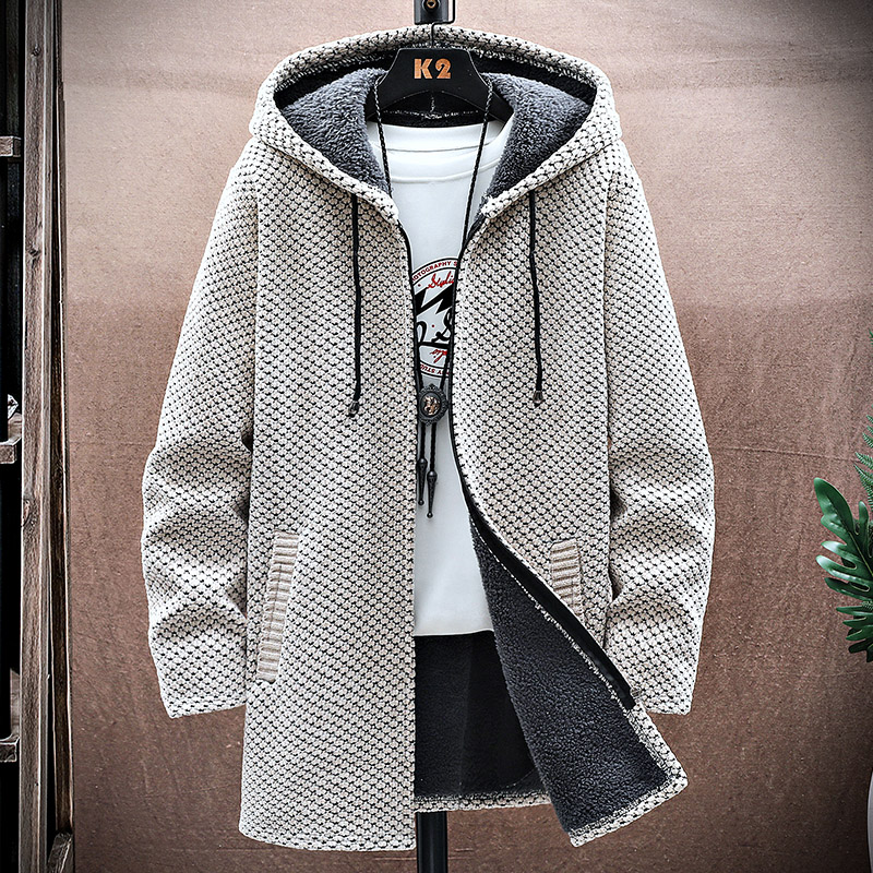 Men's Cardigan Cashmere Long C - Fleece Hoodie Lined ulasan dan harga
