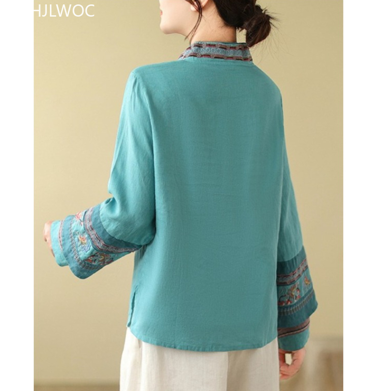 Cotton Linen Embroidery Tops C - Winter Clothing Vintage ulasan dan harga