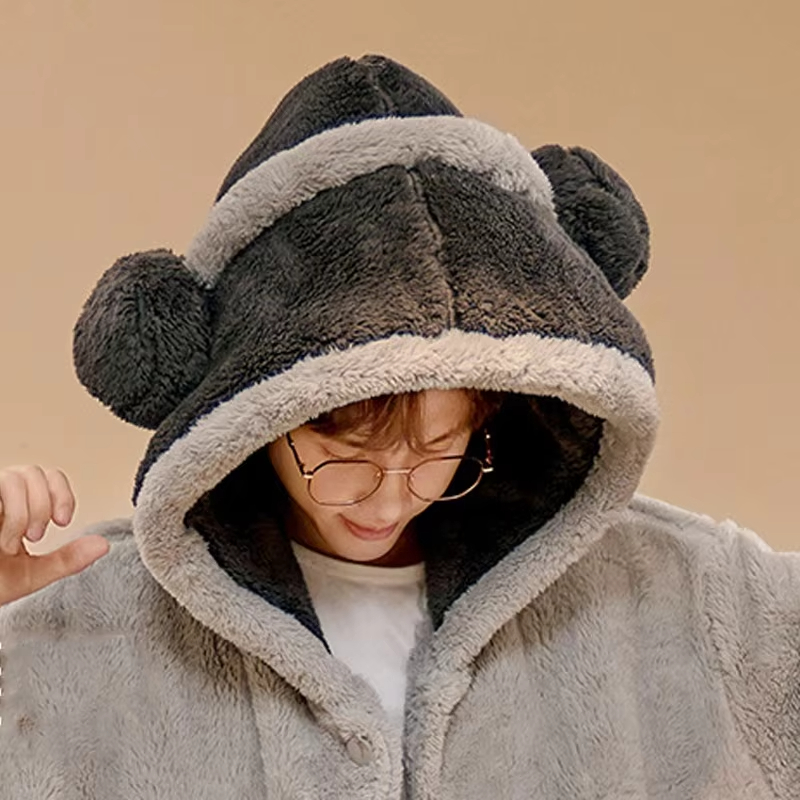 One Piece Luffy Bathrobe Anime - Fleece Hoodie Lined ulasan dan harga
